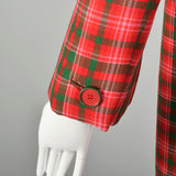 Medium Geoffrey Beene 1960s Red and Green Plaid Swing Coat