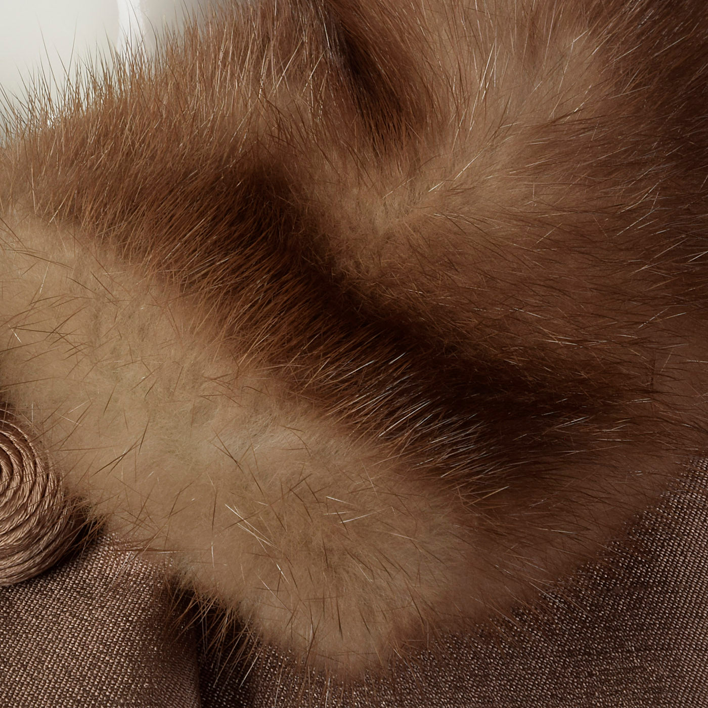 1960s Brown Silk Jacket with Fur Collar