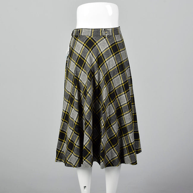1950s Deadstock Plaid Fit and Flare Skirt