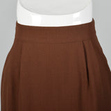 1980s Asymmetrical Brown Wool Crepe Skirt