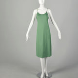 Small 1970s Victor Costa Dress Green Two-Piece Sheer Chiffon Boho