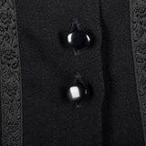 1980s Black Wool Blouse with Floral Trim