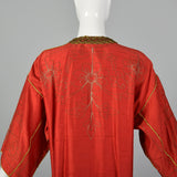 1970s Red Silk Dupioni Kaftan