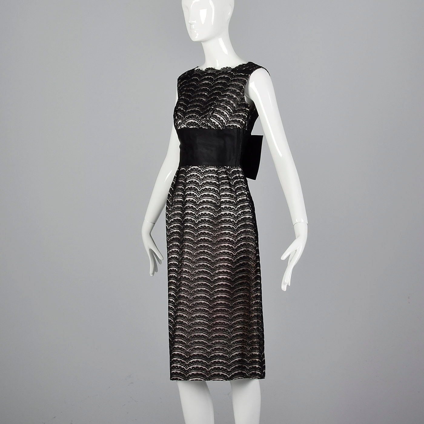 1950s Black Lace Dress Over Pink and Silver Lurex