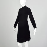 1960s Space Age Mod Black Velvet Mini Dress Attributed to Pierre Cardin