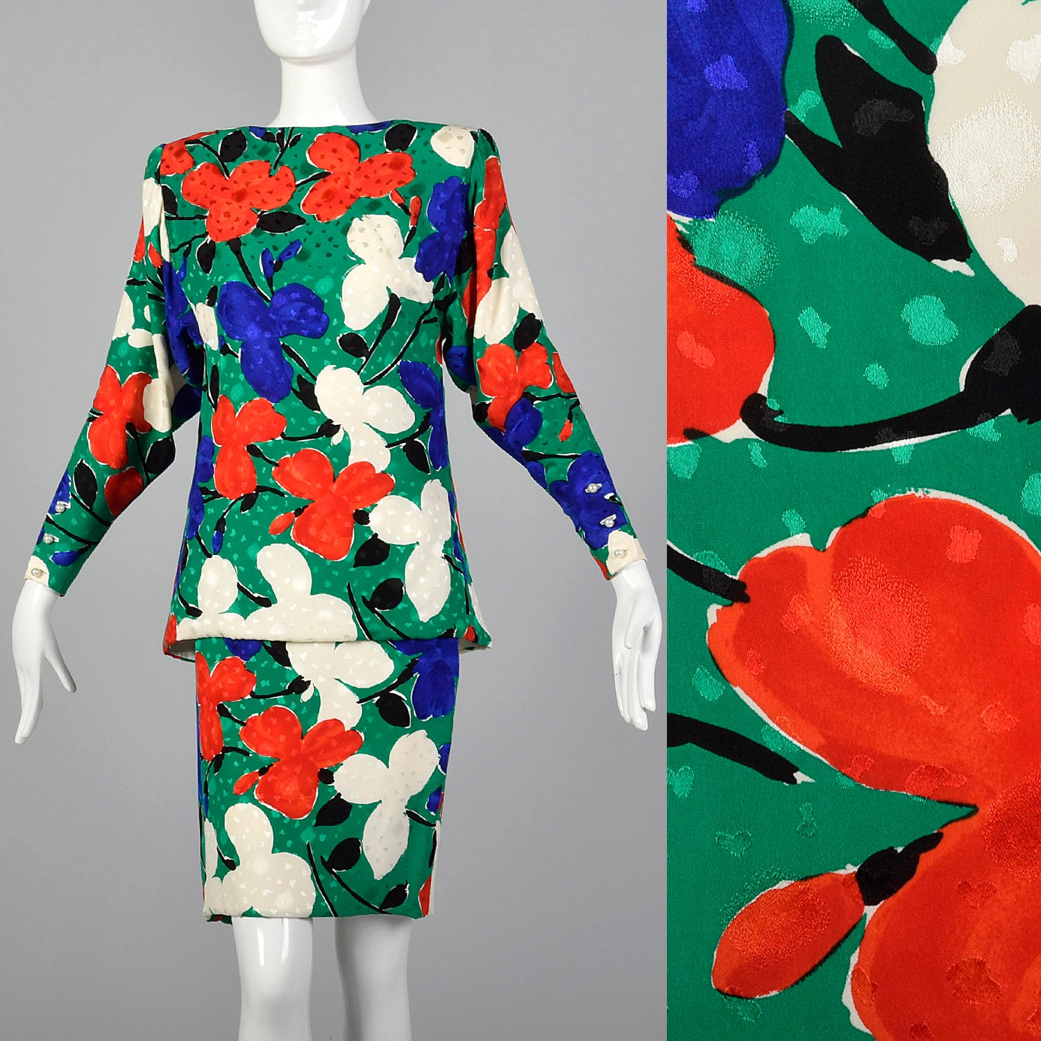 Small Galanos 1980s Abstract Floral Set