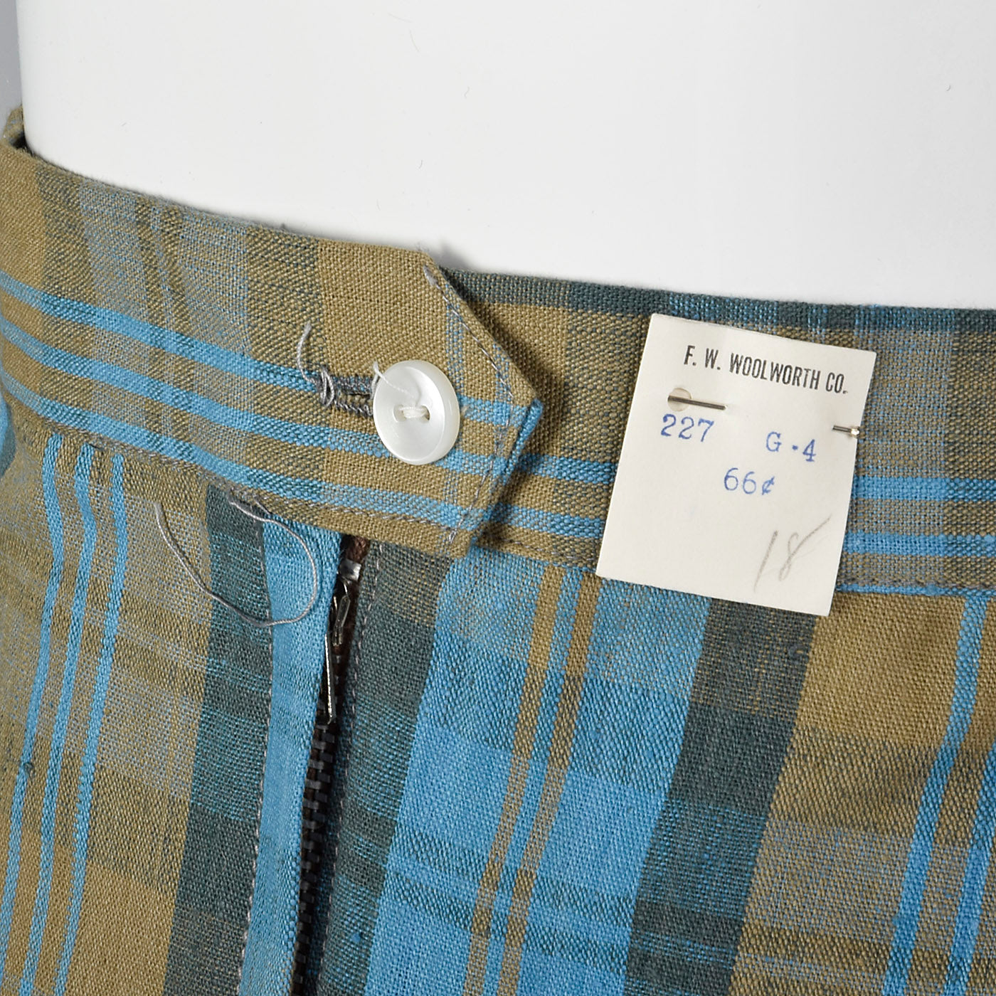 1950s Brown and Blue Plaid Shorts
