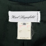 Small 1990s Karl Lagerfeld Blazer Avant Garde Green Wool Wide Lapel