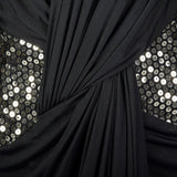 1980s Tadashi I. Magnin Sequin and Draped Dress