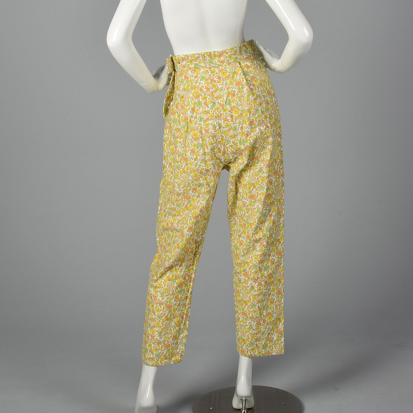 1960s Flannel PJ Set in Orange Floral Print