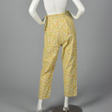 1960s Flannel PJ Set in Orange Floral Print