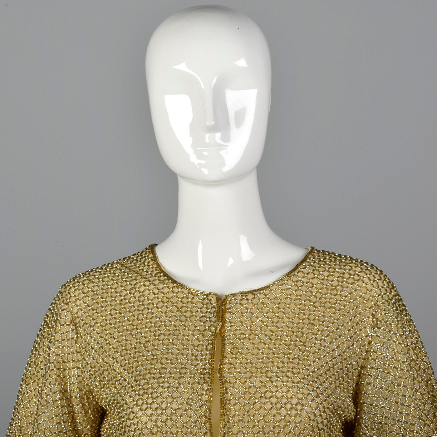 1960s Gold Beaded Cardigan with Flutter Sleeves
