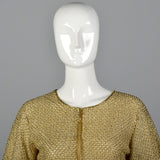 1960s Gold Beaded Cardigan with Flutter Sleeves