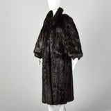 Large 1980s Black Long Hair Beaver Fur Coat