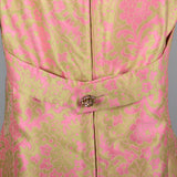 1960s Malcolm Starr Sleeveless Maxi Dress in Pink and Chartreuse Psychedelic Brocade
