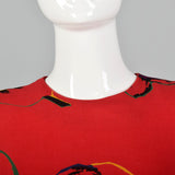 1980s Pauline Trigere Long Sleeve Red Dress