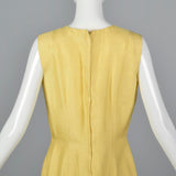 1960s Yellow Silk Shift Dress with Flower Applique
