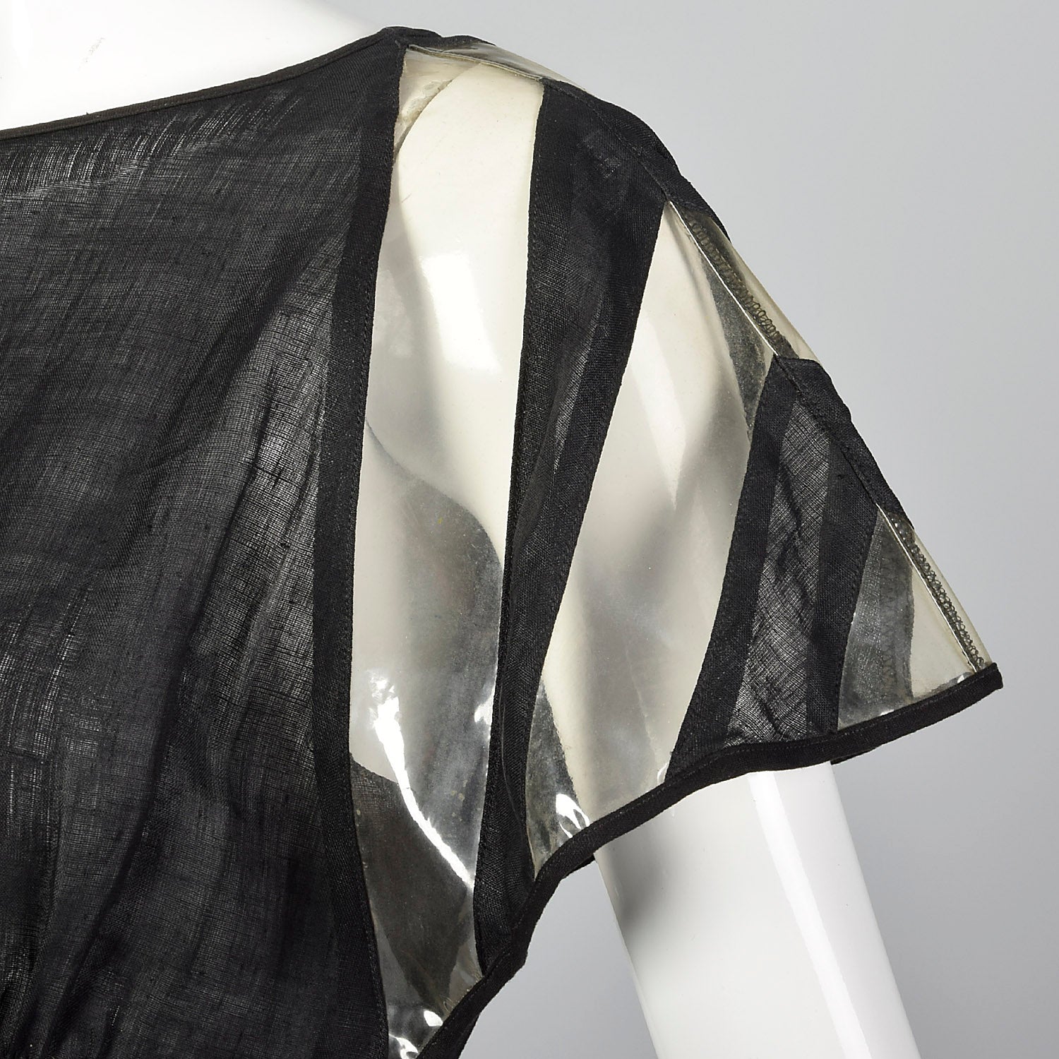 Fendi Linen Dress with Vinyl Sleeves & Split Skirt