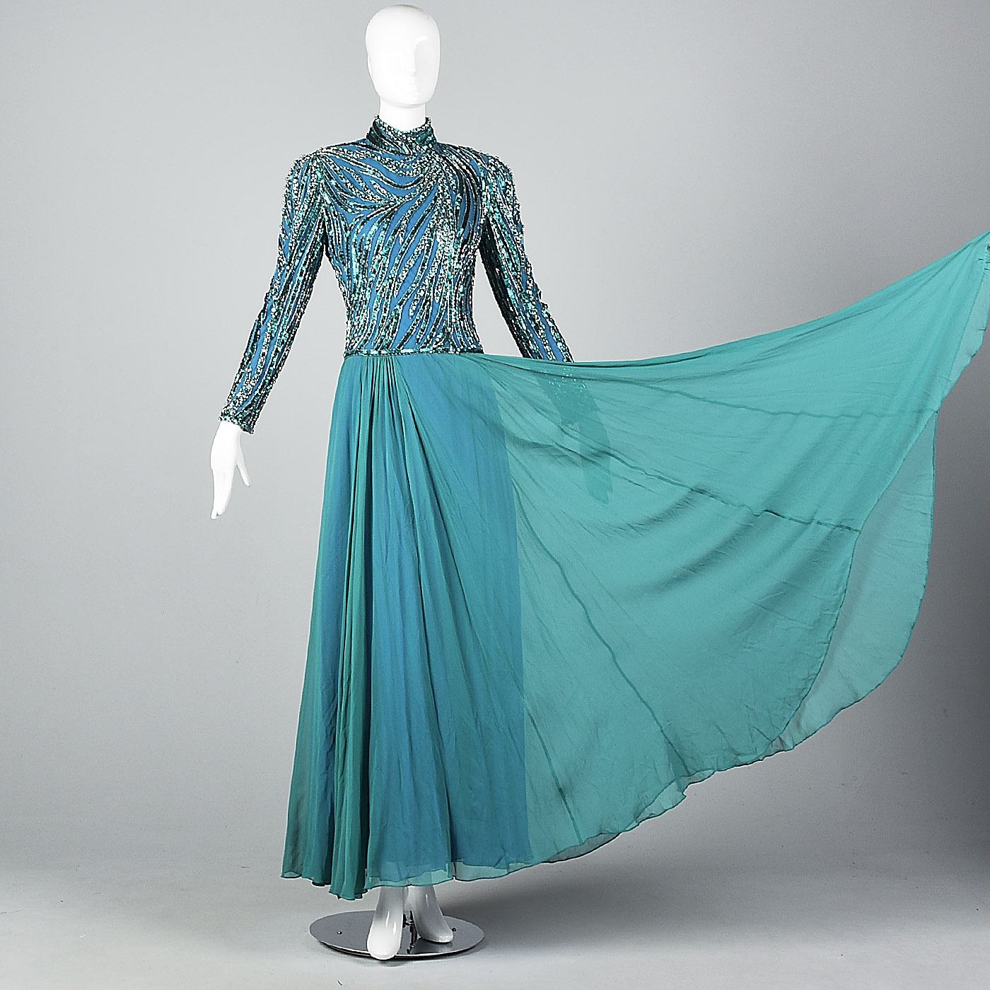 Sequined Bob Mackie Gown with a Layered Silk Chiffon Skirt Style & Salvage Sequined Bob Mackie Gown with a Layered Silk Chiffon Skirt Style & Salvage
