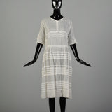 Medium 1920s Lawn Dress Semi-Sheer Summer Short Sleeve Cotton Day