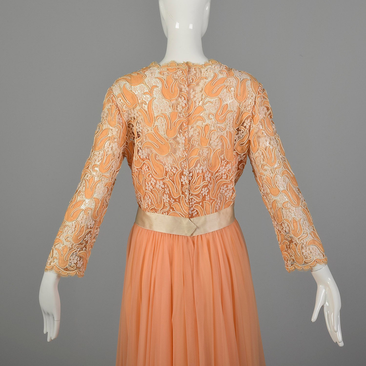 Large Nat Kaplan 1970s Chiffon and Lace Gown