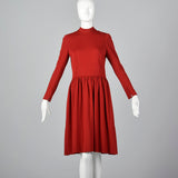 1960s Normal Norell Mod Red Fit & Flare Dress with Wide Belt