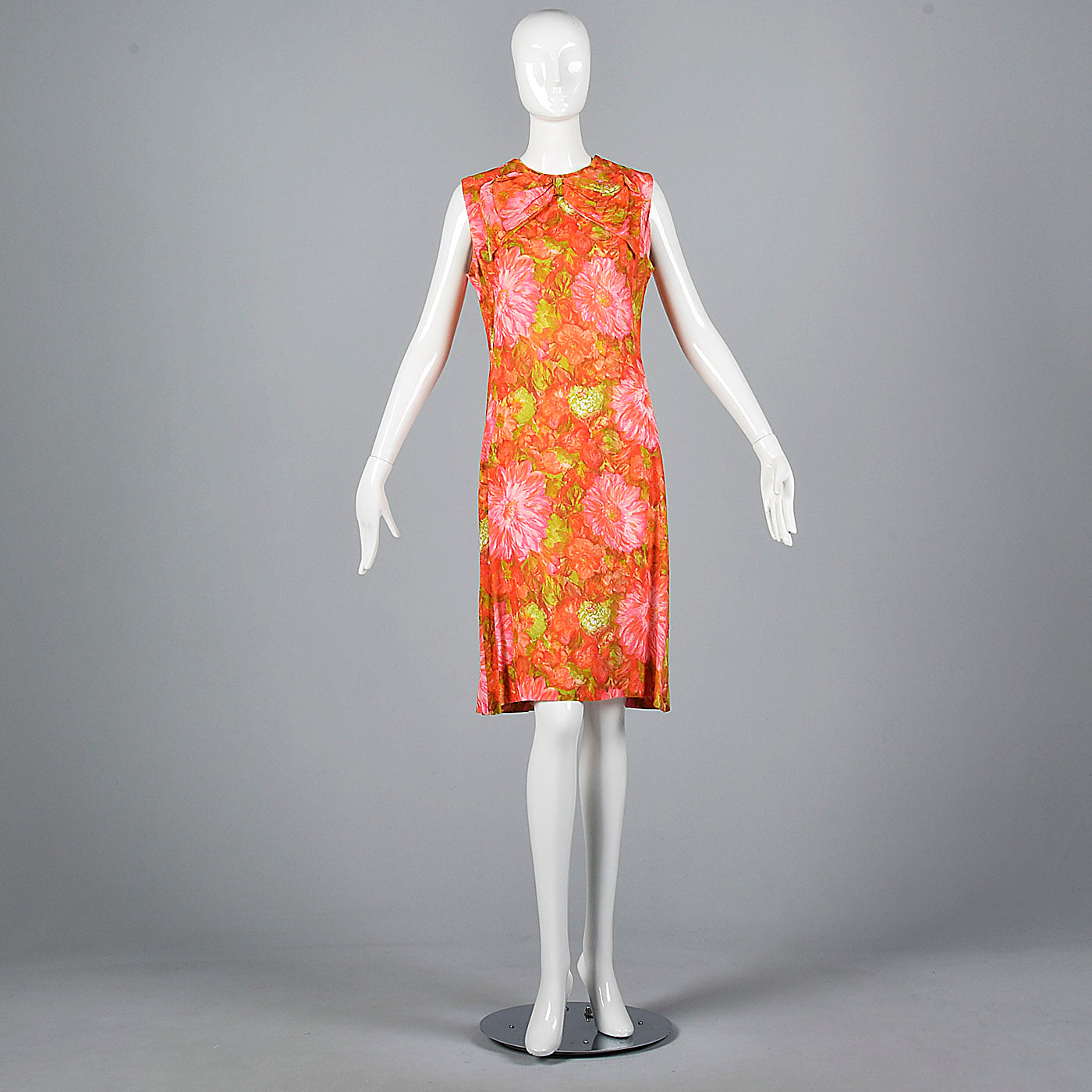 1960s Pink and Orange Floral Shift Dress