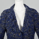 1990s Armani Collezioni Blue Knit Cardigan