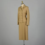 Small 1950s Tan Wool Skirt Suit