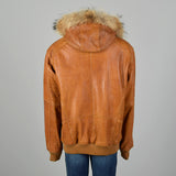 XXL Mens Pelle Pelle Tan Leather Hooded Jacket