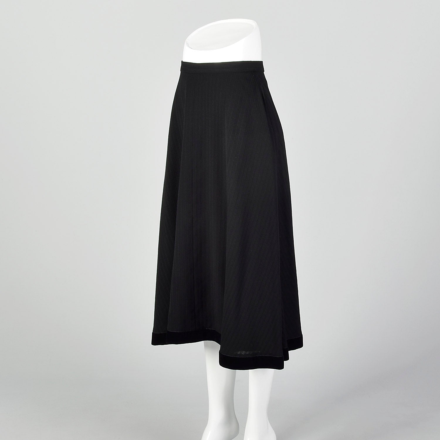 Small 1950s Black Textured Stripe Skirt