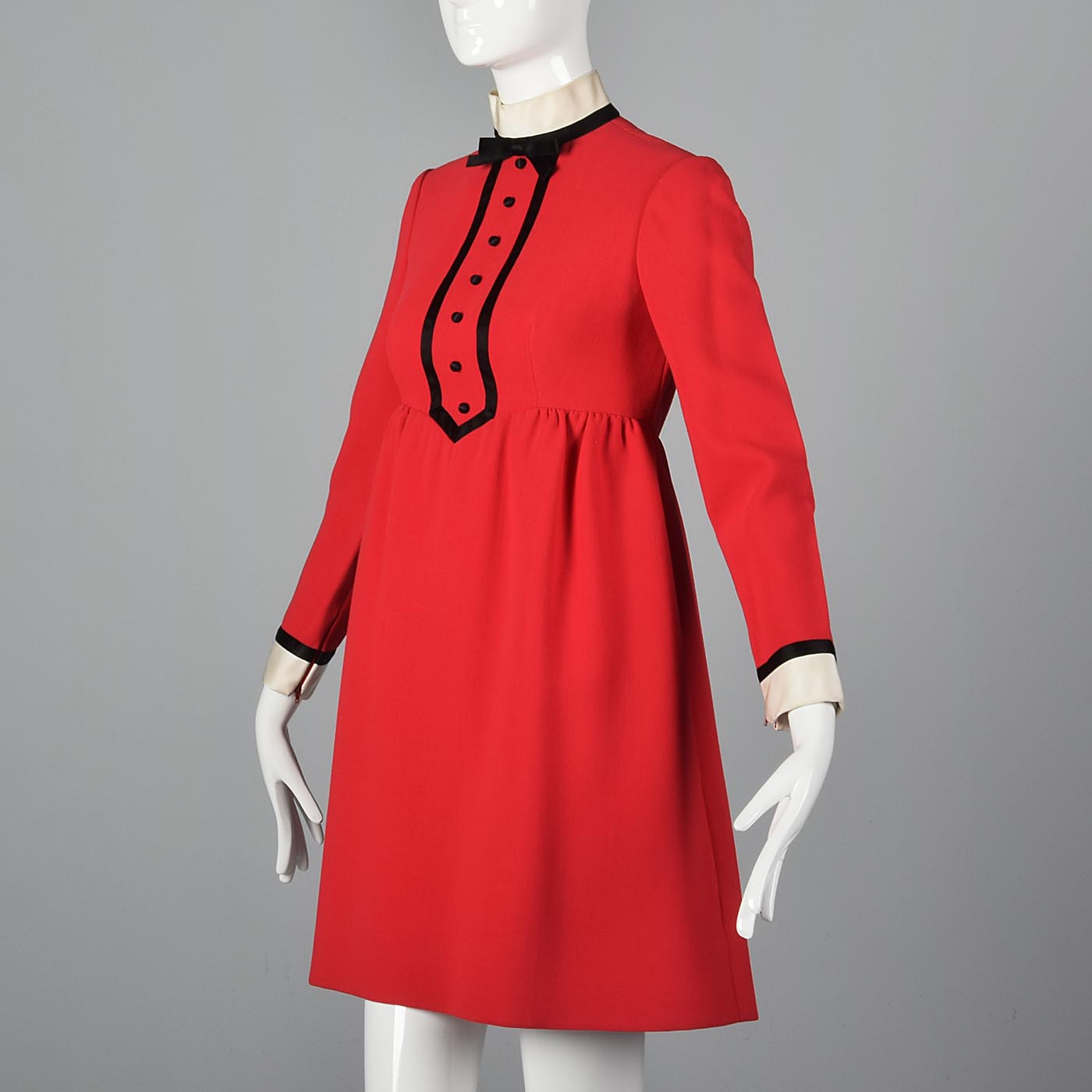 Iconic 1960s Geoffrey Beene Red Babydoll Tuxedo Mini Dress