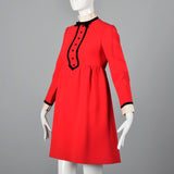 Iconic 1960s Geoffrey Beene Red Babydoll Tuxedo Mini Dress