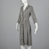 1940s Black and White Check Day Dress