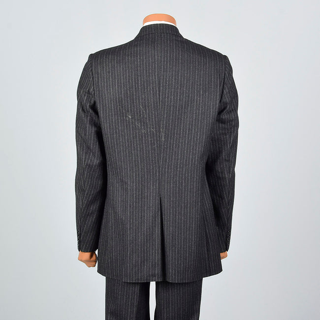 1980s Mens Calvin Klein Deadstock Charcoal Stripe Suit