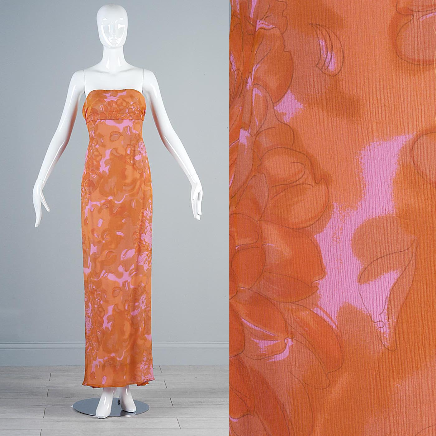 1950s Silk Chiffon Hawaiian Gown