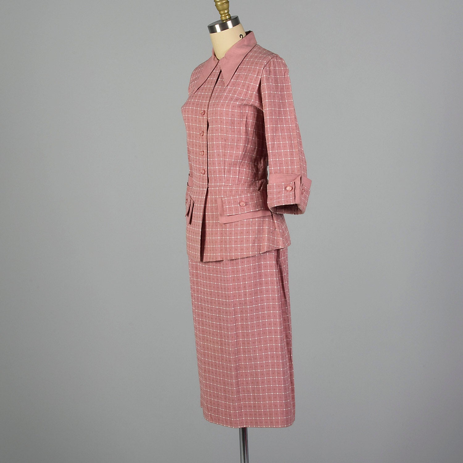 1950s Lightweight Pink Summer Skirt Suit