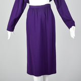 1970s Oscar de la Renta Purple Knit Two Piece Set