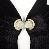 Small 1930s Dress Formal Black Silk Velvet Keyhole Neckline Evening Gown