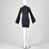 XS Yohji Yamamoto Sexy Black Bell Sleeve Dress