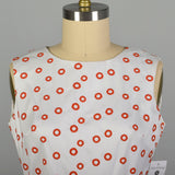 XL 1960s Pat Premo Dress White with Orange Embroidery and Bow