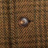 XL 1970s Jacket Brown Plaid Herringbone Wool Tweed Winter Car Coat