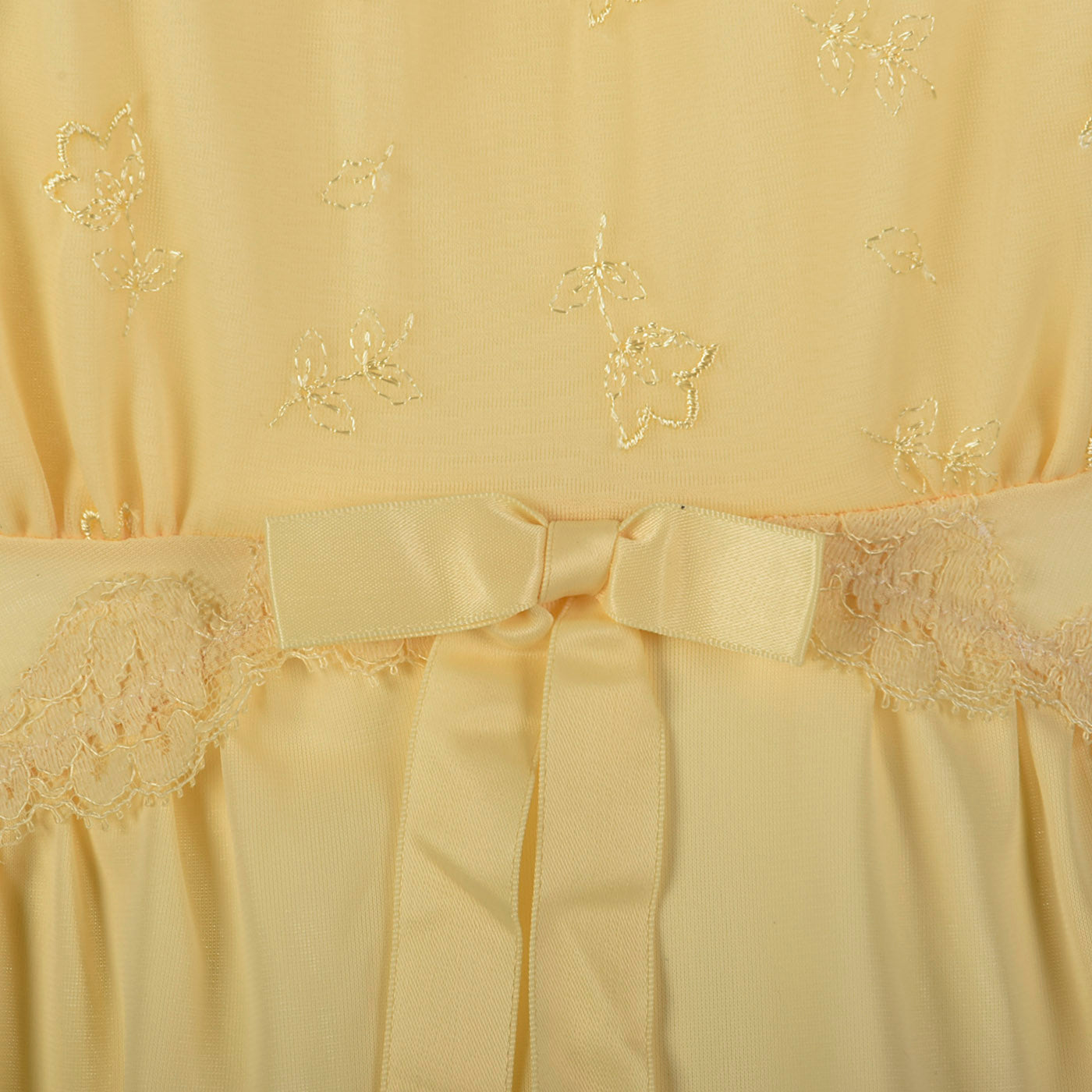 1950s Yellow Nightgown with Tie Back Waist
