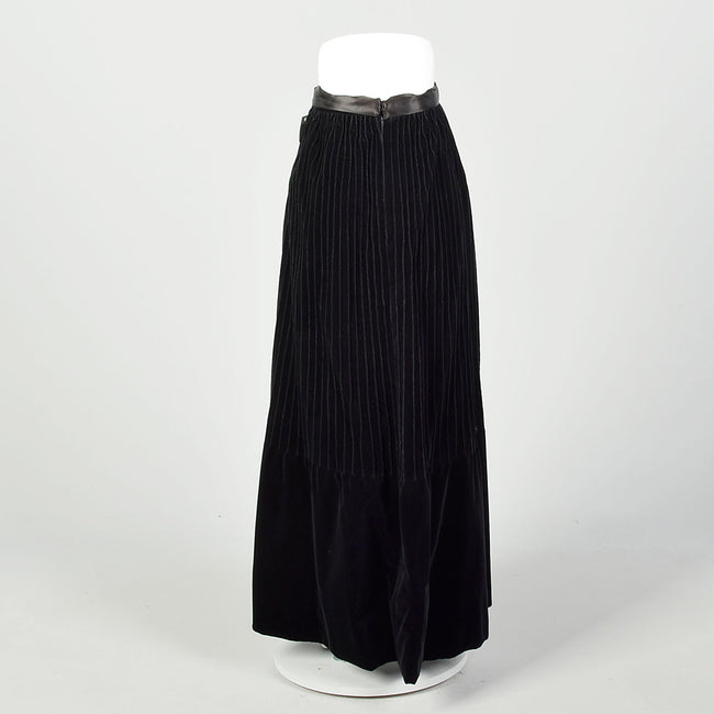 Small 1970s Black Skirt Velvet Formal Evening Maxi