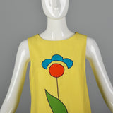 1960s Deadstock Yellow Dress with Mod Flowers