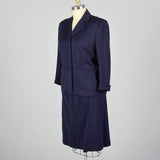 XXL 1950s Navy Gabardine Skirt Suit