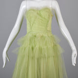 1950s Pale Green Party Dress with Tulle Layers