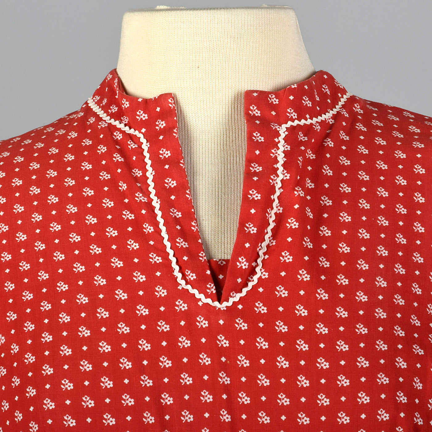 1950s Lanz Red Cotton Fit and Flare Dress