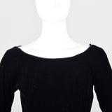 XS 1950s Deadstock Black Velvet Blouse