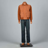 XL 1970s Brown Suede Jacket with Knit Sleeves